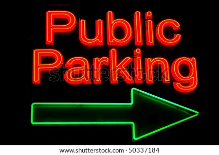 Neon Public Parking Sign