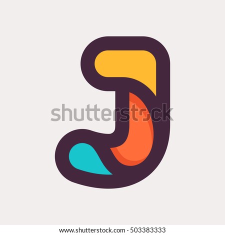 J letter colorful logo. Flat style design. Creative typographic elements for posters, t-shirts and cards.