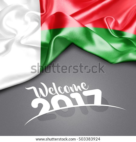 Welcome 2017 Madgascar Flag on Texture background