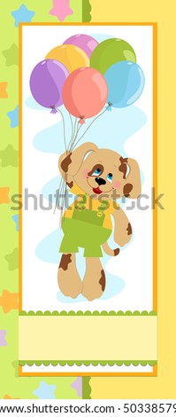 Baby's banner or postcard with dog and balloons (EPS10)
