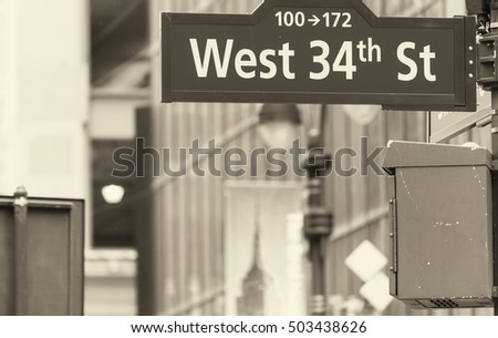 West 34th street sign in New York City.