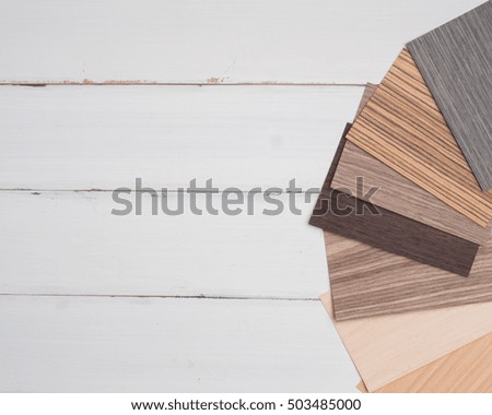 samples of veneer wood on  white background