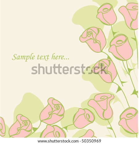 Vintage floral card with roses. Vector illustration.