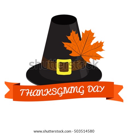 Isolated traditional hat with a leaf, Thanksgiving day vector illustration