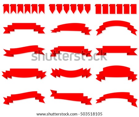 Set of red ribbon banners vector