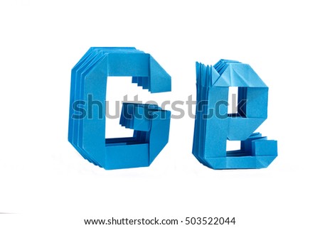 Origami alphabet letter G from the blue paper
