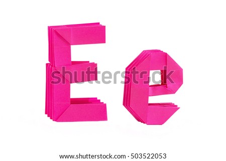Origami alphabet letter E from the pink paper
