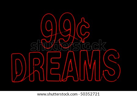 99 cent dreams in red neon