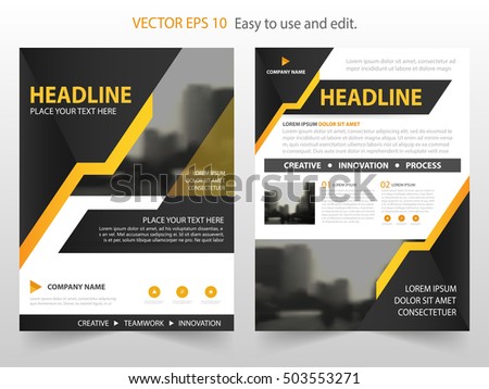 Yellow black abstract annual report Brochure design template vector. Business Flyers infographic magazine poster.Abstract layout template ,Book Cover presentation portfolio.