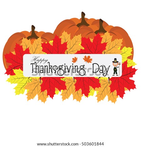 Group of leaves and pumpkins, Thanksgiving day vector illustration