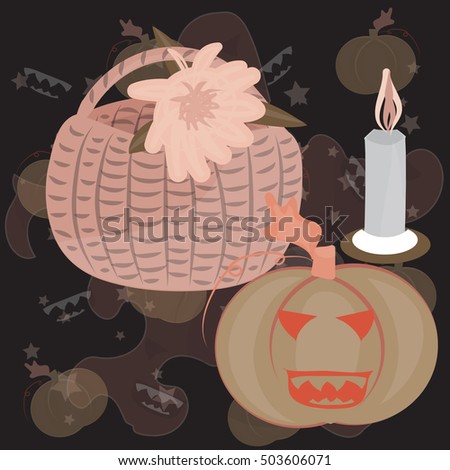 Halloween pumpkin and candle