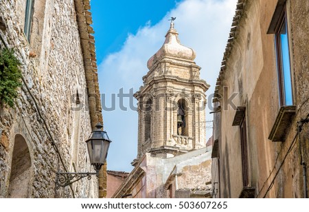 Church of San Giuliano in the medieval historical center of Erice in the province of Trapani, Sicily 
 Royalty-Free Stock Photo #503607265