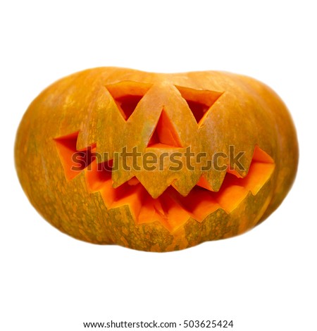 Pumpkins comical - festive symbol of Halloween. Cheerful smiling pumpkin.