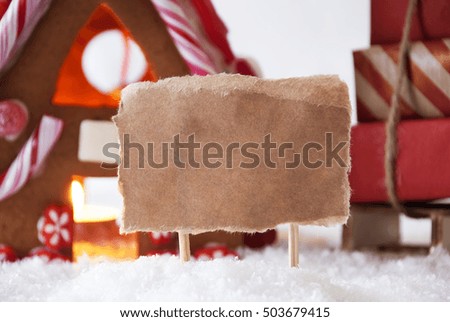 Gingerbread House With Sled, Copy Space