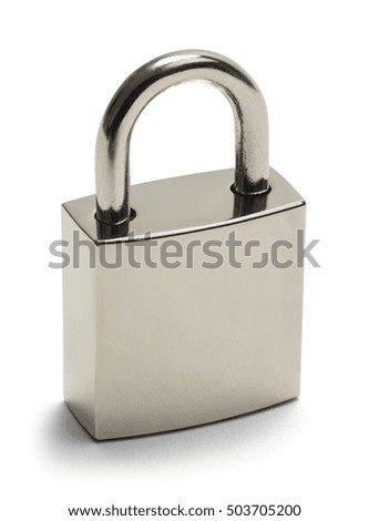 Closed Silver Padlock with Copy Space Isolated on White Background.