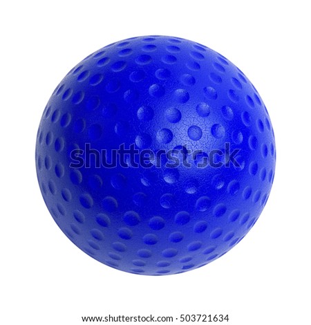 Blue Golf Ball Cut Out on White Background.