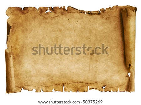 Old paper scroll isolated on white