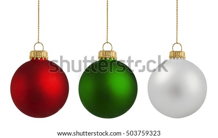 Christmas balls over white background Royalty-Free Stock Photo #503759323
