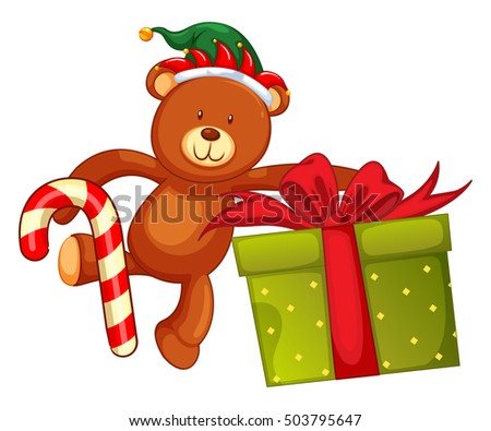 Teddy bear and christmas present illustration
