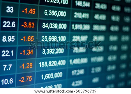 Stock market chart,Stock market data on LED display concept.a large display of daily stock market price and quotation