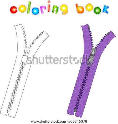 Cartoon zipper. Coloring book for kids