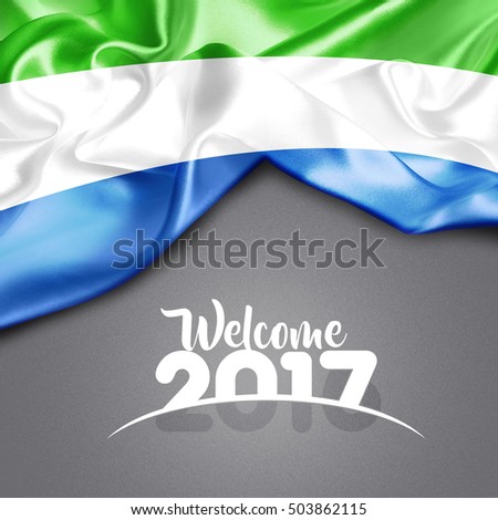 Welcome 2017 Sierra Leone Flag on Texture background