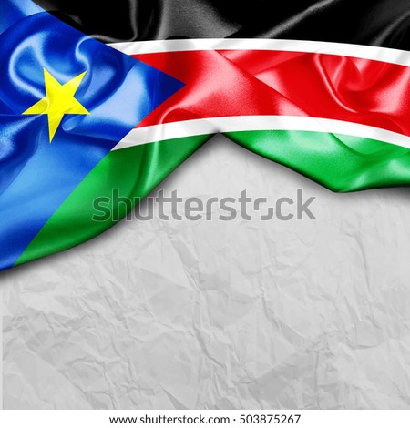 South Sudan Country Flag on paper background