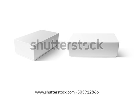 Plain white carton smart phone box mockup set, clipping path. Clear blank rectangular cardboard product case mock up. Simple closed shoe package template isolated. Smartphone store product pack. Royalty-Free Stock Photo #503912866