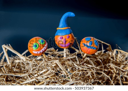 Halloween pumpkin made from clay