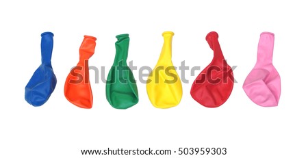 Flat balloons in different colors isolated  Royalty-Free Stock Photo #503959303