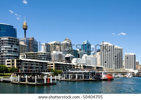 A harbour scene, Darling Harbour, Sydney, New South Wales, Australia Royalty-Free Stock Photo #50404705