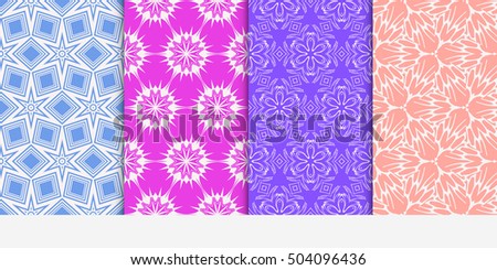 Set of seamless floral color pattern. ethnic ornament. Flower style. Vector illustration. Texture for design wallpaper, pattern fills, web page, banner, flyer.