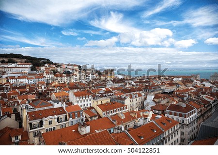 View of the beautiful Lisbon downtown area