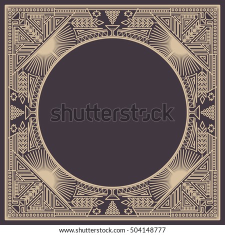 Vector floral and geometric monogram frame on dark gray background. Monogram design element. Vintage styled initial decoration. 