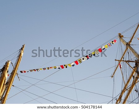 Ship Mast with International Flags