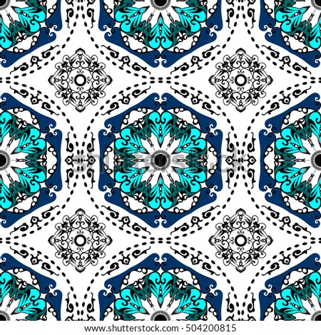 Vector seamless texture. Beautiful  pattern for design and fashion with decorative elements. Portuguese tiles, 