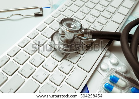 doctor workplace with a stethoscope 