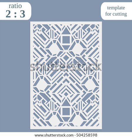 Abstract cutout panel for laser cutting, die cutting or stencil. Vector filigree pattern for wedding invitation card. Laser cut vector panel. Template for laser cut card. Vector laser cut.