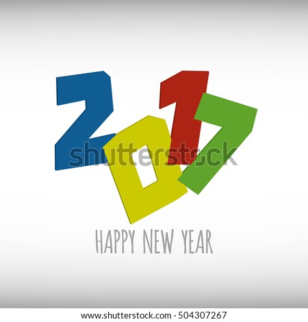 Vector modern minimalistic Happy new year card for 2017 with main big numbers - 3d styled text