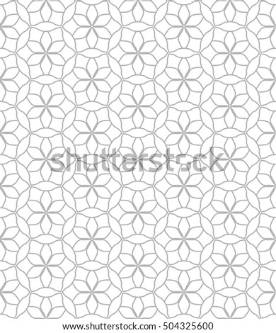 Seamless geometric line pattern in arabian style, ethnic ornament. Endless hexagonal texture for wallpaper, banners, invitation cards. Gray and white graphic lace background