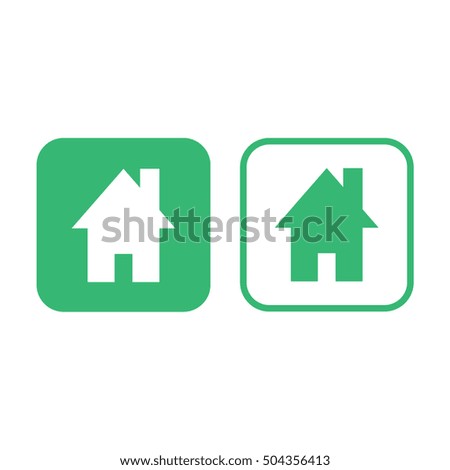 House icon vector illustration. Green and white