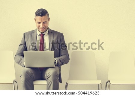 Businessman Using Laptop Connection Communication Concept