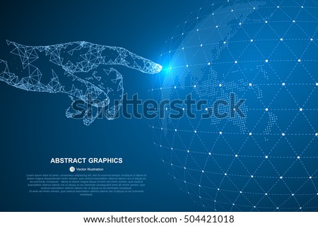 Touch the future, vector illustration of a sense of science and technology. Royalty-Free Stock Photo #504421018