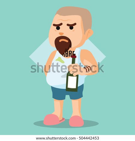 dirty man holding alcohol