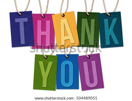 THANK YOU Word on Multicolor Tags Isolated on White Background