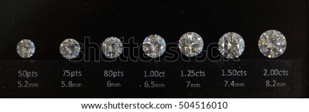 A jeweller's display of precious stones in their various sizes and values Royalty-Free Stock Photo #504516010