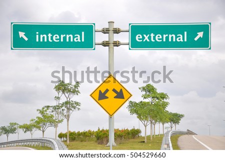 Road signage at highway antonyms internal or external