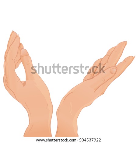 cartoon two female hands holding something vector