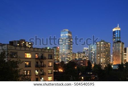 night view of Vancouver Downtown