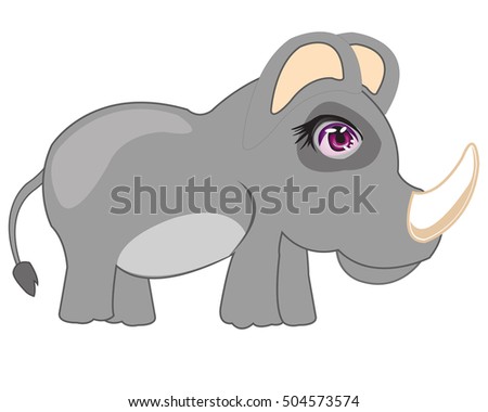 Animal rhinoceros on white background is insulated